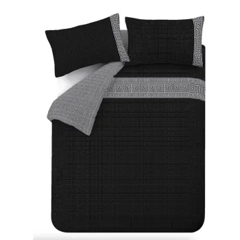 Lenjerie de pat neagra pentru pat dublu/extinsa 230x220 cm Artemis Greek Key - Catherine Lansfield imagine
