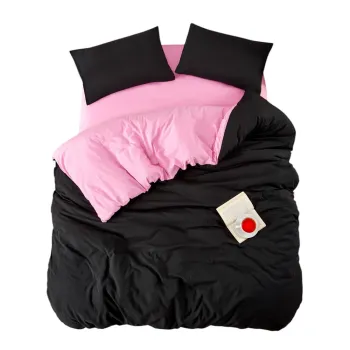 Lenjerie de pat neagra/roz pentru pat de o persoana/extinsa cu cearceaf inclus/cu 3 piese 160x220 cm Classic - Mila Home imagine