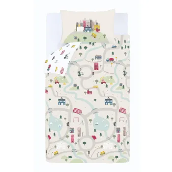 Lenjerie de pat pentru copii alb-bej din bumbac pentru patut 120x150 cm Transport - Bianca imagine