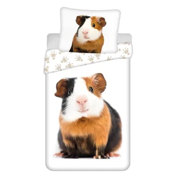 Lenjerie de pat pentru copii alb din bumbac pentru pat de o persoana 140x200 cm Guinea Pig - Jerry Fabrics imagine