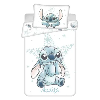 Lenjerie de pat pentru copii alb din bumbac pentru patut 100x135 cm Lilo and Stitch 