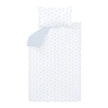 Lenjerie de pat pentru copii alba/albastra din bumbac pentru pat de o persoana 135x200 cm Mini Star & Stripes - Bianca imagine