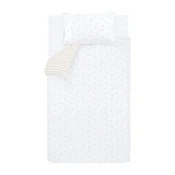 Lenjerie de pat pentru copii alba/bej din bumbac pentru pat dublu 200x200 cm Mini Star & Stripes - Bianca imagine