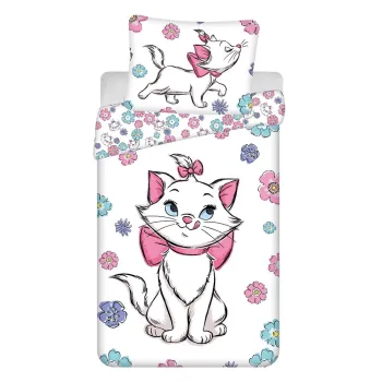 Lenjerie de pat pentru copii alba din bumbac pentru pat de o persoana 140x200 cm Marie Cat 