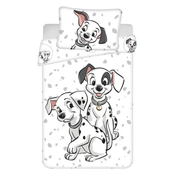 Lenjerie de pat pentru copii alba din bumbac pentru patut 100x135 cm 101 Dalmatians - Jerry Fabrics imagine