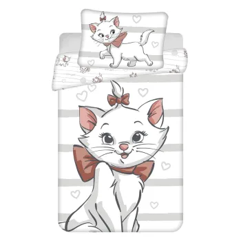 Lenjerie de pat pentru copii alba din bumbac pentru patut 100x135 cm Marie Cat 