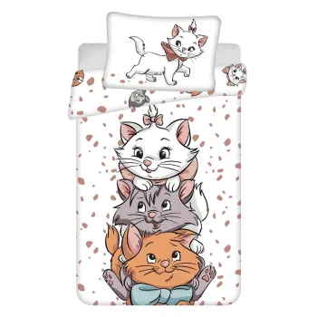 Lenjerie de pat pentru copii alba din bumbac pentru patut 100x135 cm Marie Cat 