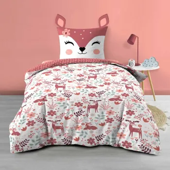 Lenjerie de pat pentru copii alba/roz din bumbac pentru pat de o persoana 140x200 cm Bichette - douceur d'interieur imagine