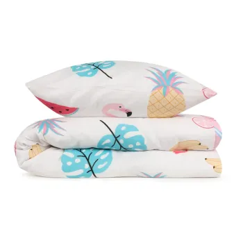 Lenjerie de pat pentru copii alba/roz pentru pat de o persoana 140x200 cm Kokteyl - Mijolnir imagine