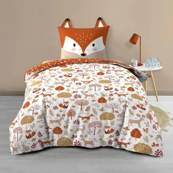 Lenjerie de pat pentru copii alba/teracota din bumbac pentru pat de o persoana 140x200 cm Roxy - douceur d'interieur imagine