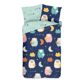 Lenjerie de pat pentru copii albastra din bumbac pentru pat de o persoana/extinsa 140x220 cm Sheep - Good Morning imagine