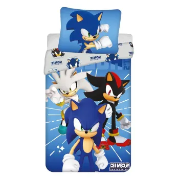 Lenjerie de pat pentru copii albastra din microfibra pentru pat de o persoana 140x200 cm Sonic - Jerry Fabrics imagine