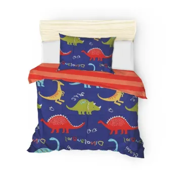 Lenjerie de pat pentru copii albastra pentru pat de o persoana 140x200 cm Dinazorus - Mijolnir imagine