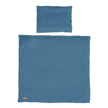 Lenjerie de pat pentru copii albastra pentru patut 80x80 cm Seashells - Roba imagine