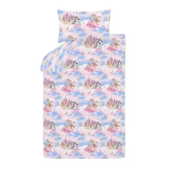 Lenjerie de pat pentru copii albastra/roz pentru pat dublu 200x200 cm Candy Unicorn - Catherine Lansfield imagine