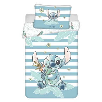 Lenjerie de pat pentru copii albastru-deschis din bumbac pentru patut 100x135 cm Lilo & Stitch 
