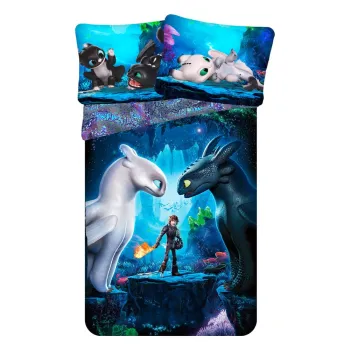 Lenjerie de pat pentru copii albastru din bumbac pentru pat de o persoana 140x200 cm How To Train Your Dragon - Jerry Fabrics imagine