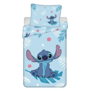 Lenjerie de pat pentru copii albastru din bumbac pentru pat de o persoana 140x200 cm Lilo and Stitch 