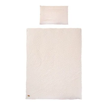 Lenjerie de pat pentru copii bej din amestec de bumbac pentru patut 100x135 cm Frosty Almond - Roba imagine