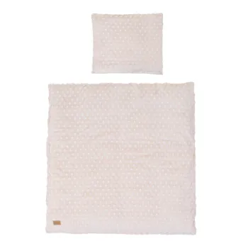 Lenjerie de pat pentru copii bej din amestec de bumbac pentru patut 80x80 cm Frosty Almond - Roba imagine