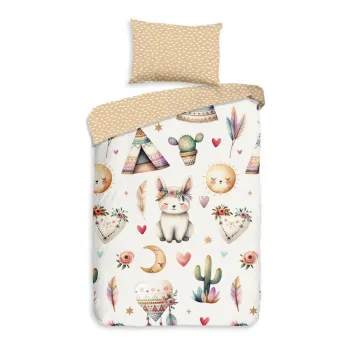 Lenjerie de pat pentru copii bej din bumbac pentru patut 100x135 cm Luz - Good Morning imagine