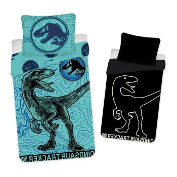 Lenjerie de pat pentru copii din bumbac fosforescenta 140x200 cm Jurrastic World - Jerry Fabrics imagine