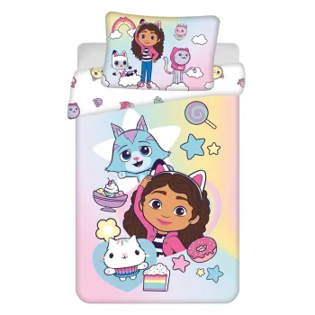 Lenjerie de pat pentru copii din bumbac pentru pAftuE100x135 cm Gabby's Dollhouse 