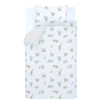 Lenjerie de pat pentru copii din bumbac pentru pat de o persoana 120x150 cm Zoo Animals - Bianca imagine