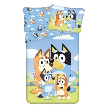 Lenjerie de pat pentru copii din bumbac pentru pat de o persoana 140x200 cm Bluey - Jerry Fabrics imagine