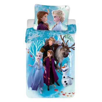 Lenjerie de pat pentru copii din bumbac pentru pat de o persoana 140x200 cm Frozen - Jerry Fabrics imagine