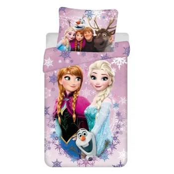 Lenjerie de pat pentru copii din bumbac pentru pat de o persoana 140x200 cm Frozen - Jerry Fabrics imagine