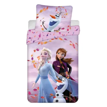 Lenjerie de pat pentru copii din bumbac pentru pat de o persoana 140x200 cm Frozen 