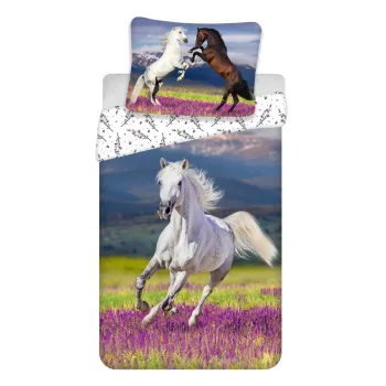 Lenjerie de pat pentru copii din bumbac pentru pat de o persoana 140x200 cm Horse 