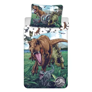 Lenjerie de pat pentru copii din bumbac pentru pat de o persoana 140x200 cm Jurassic World 