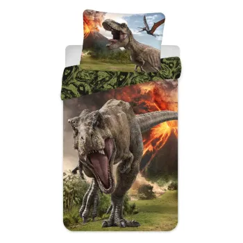Lenjerie de pat pentru copii din bumbac pentru pat de o persoana 140x200 cm Jurassic World 
