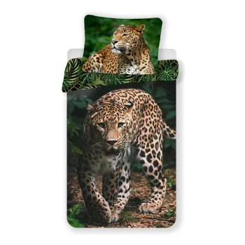 Lenjerie de pat pentru copii din bumbac pentru pat de o persoana 140x200 cm Leopard 