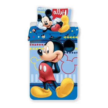 Lenjerie de pat pentru copii din bumbac pentru pat de o persoana 140x200 cm Mickey 