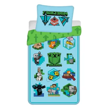 Lenjerie de pat pentru copii din bumbac pentru pat de o persoana 140x200 cm Minecraft - Jerry Fabrics imagine