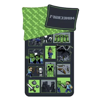 Lenjerie de pat pentru copii din bumbac pentru pat de o persoana 140x200 cm Minecraft Survival Mode - Jerry Fabrics imagine