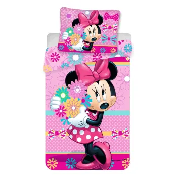Lenjerie de pat pentru copii din bumbac pentru pat de o persoana 140x200 cm Minnie - Jerry Fabrics imagine