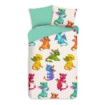 Lenjerie de pat pentru copii din bumbac pentru pat de o persoana/extinsa 140x220 cm Dragons - Good Morning imagine