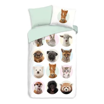 Lenjerie de pat pentru copii din bumbac pentru pat de o persoana/extinsa 140x220 cm Young Animals - Good Morning imagine