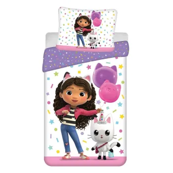 Lenjerie de pat pentru copii din bumbac pentru pat de o persoanA140x200 cm Gabby's Dollhouse 