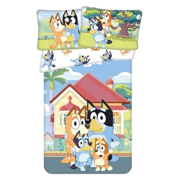 Lenjerie de pat pentru copii din bumbac pentru patut 100x135 cm Bluey - Jerry Fabrics imagine