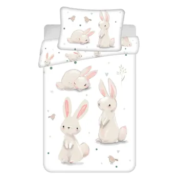 Lenjerie de pat pentru copii din bumbac pentru patut 100x135 cm Bunnies - Jerry Fabrics imagine