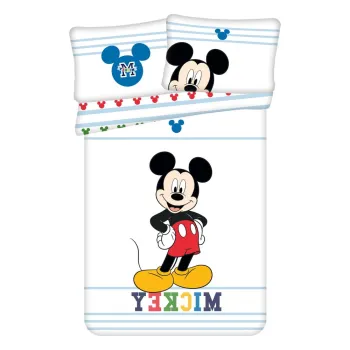 Lenjerie de pat pentru copii din bumbac pentru patut 100x135 cm Mickey - Jerry Fabrics imagine