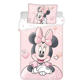 Lenjerie de pat pentru copii din bumbac pentru patut 100x135 cm Minnie - Jerry Fabrics imagine