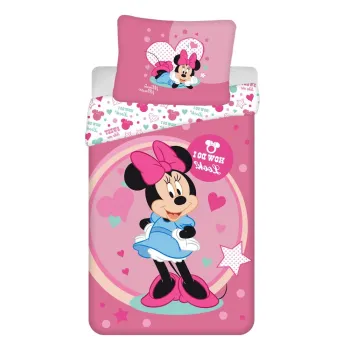 Lenjerie de pat pentru copii din microfibra pentru pat de o persoana 140x200 cm Minnie Sweet Like Me - Jerry Fabrics imagine