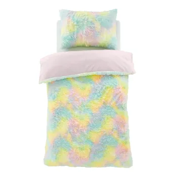 Lenjerie de pat pentru copii din microplus/cocolino pentru pat dublu/extinsa 230x220 cm Rainbow Cuddly - Catherine Lansfield imagine