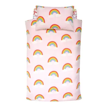 Lenjerie de pat pentru copii din microplus pentru pat de o persoana 135x200 cm Rainbow Hearts - Catherine Lansfield imagine